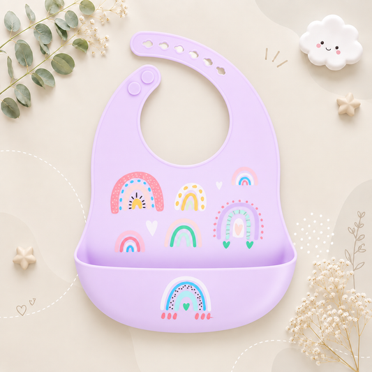 The Vesper - Baby Silicone Bib Waterproof Adjustable Cartoon Feeding Bib with Food Catcher 1PC