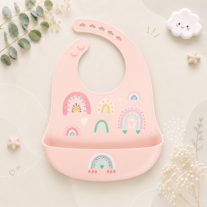 The Vesper - Baby Silicone Bib Waterproof Adjustable Cartoon Feeding Bib with Food Catcher 1PC