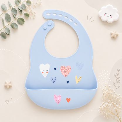 The Vesper - Baby Silicone Bib Waterproof Adjustable Cartoon Feeding Bib with Food Catcher 1PC