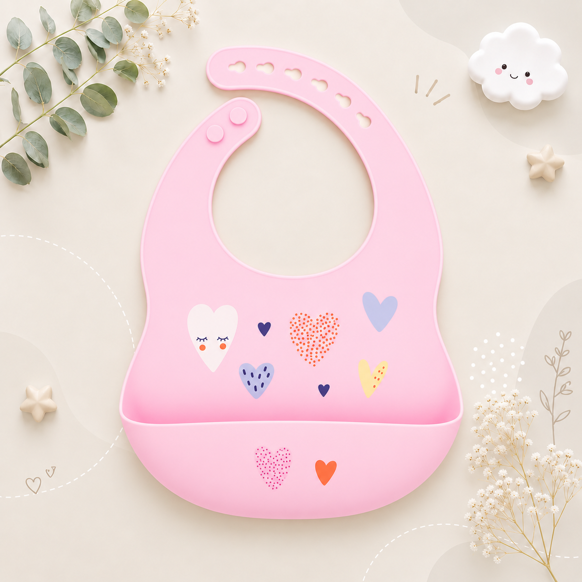 The Vesper - Baby Silicone Bib Waterproof Adjustable Cartoon Feeding Bib with Food Catcher 1PC