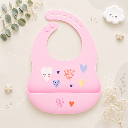 The Vesper - Baby Silicone Bib Waterproof Adjustable Cartoon Feeding Bib with Food Catcher 1PC