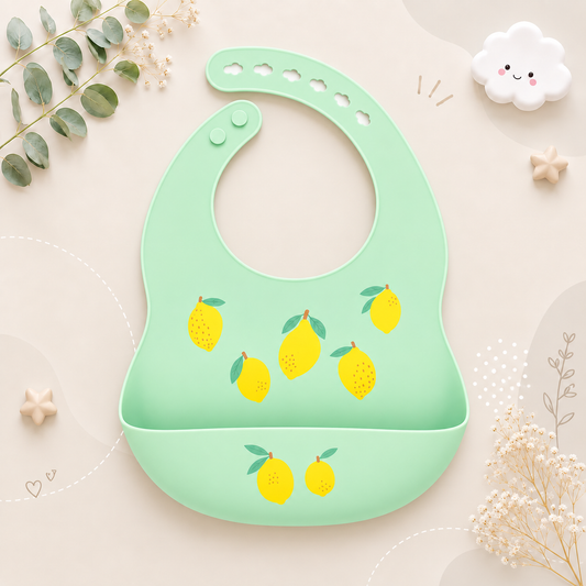 The Vesper - Baby Silicone Bib Waterproof Adjustable Cartoon Feeding Bib with Food Catcher 1PC