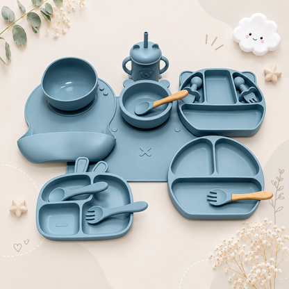The Blake - Baby Silicone Feeding Set Suction Bowl Spoon & Fork Weaning Tableware
