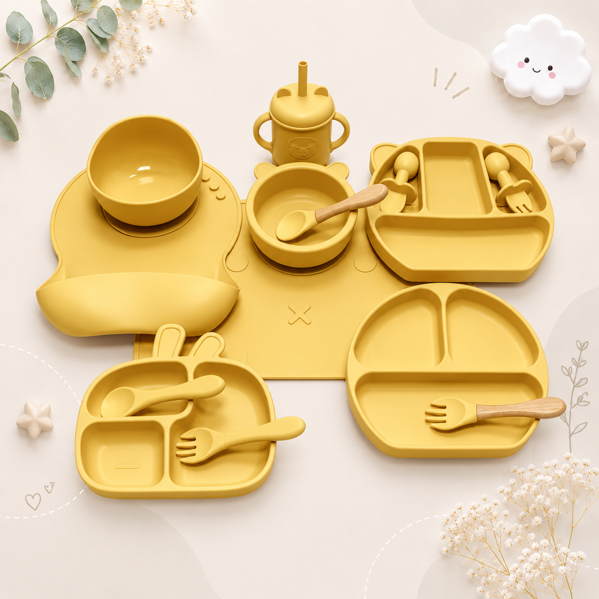 The Blake - Baby Silicone Feeding Set Suction Bowl Spoon & Fork Weaning Tableware