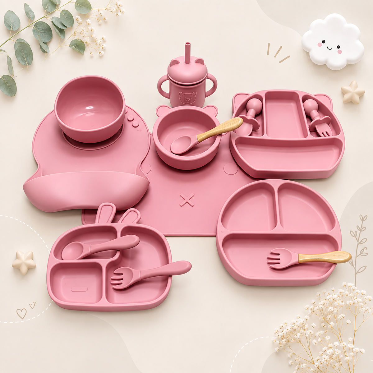The Blake - Baby Silicone Feeding Set Suction Bowl Spoon & Fork Weaning Tableware