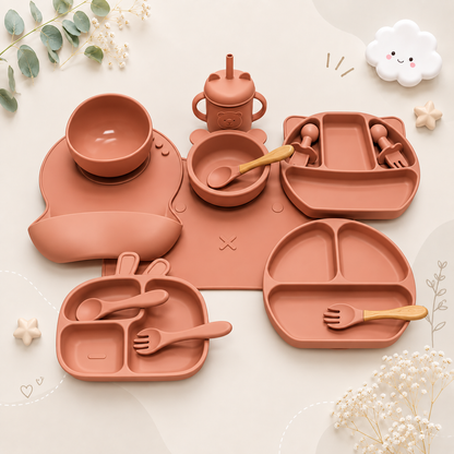 The Blake - Baby Silicone Feeding Set Suction Bowl Spoon & Fork Weaning Tableware