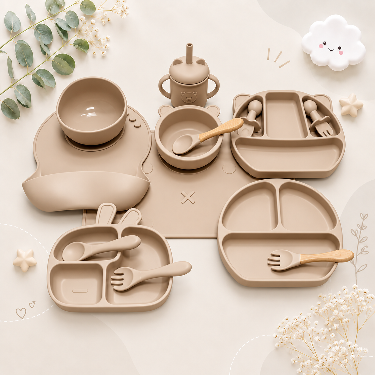 The Blake - Baby Silicone Feeding Set Suction Bowl Spoon & Fork Weaning Tableware
