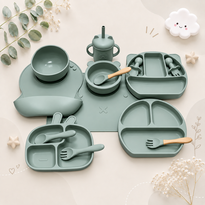 The Blake - Baby Silicone Feeding Set Suction Bowl Spoon & Fork Weaning Tableware