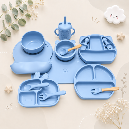 The Blake - Baby Silicone Feeding Set Suction Bowl Spoon & Fork Weaning Tableware