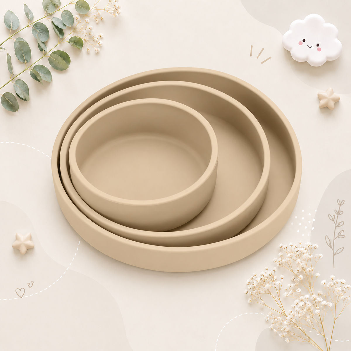 The Artemis - Baby 3PCS Weaning Feeding Set Plate Bowl & Utensils Toddler Tableware BPA Free