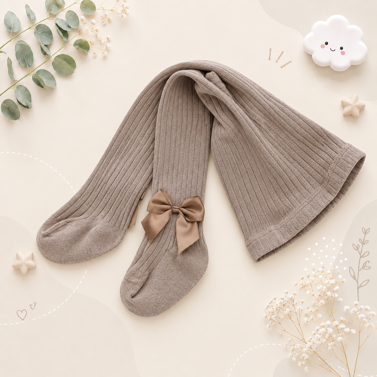The Rylie - Baby Girl Tight Bow Pantyhose Solid Colour Tights