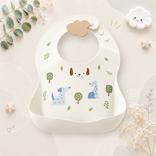 The Bowie - Waterproof Baby Silicone Feeding Bib Adjustable Soft Food Catcher for Babies & Toddlers