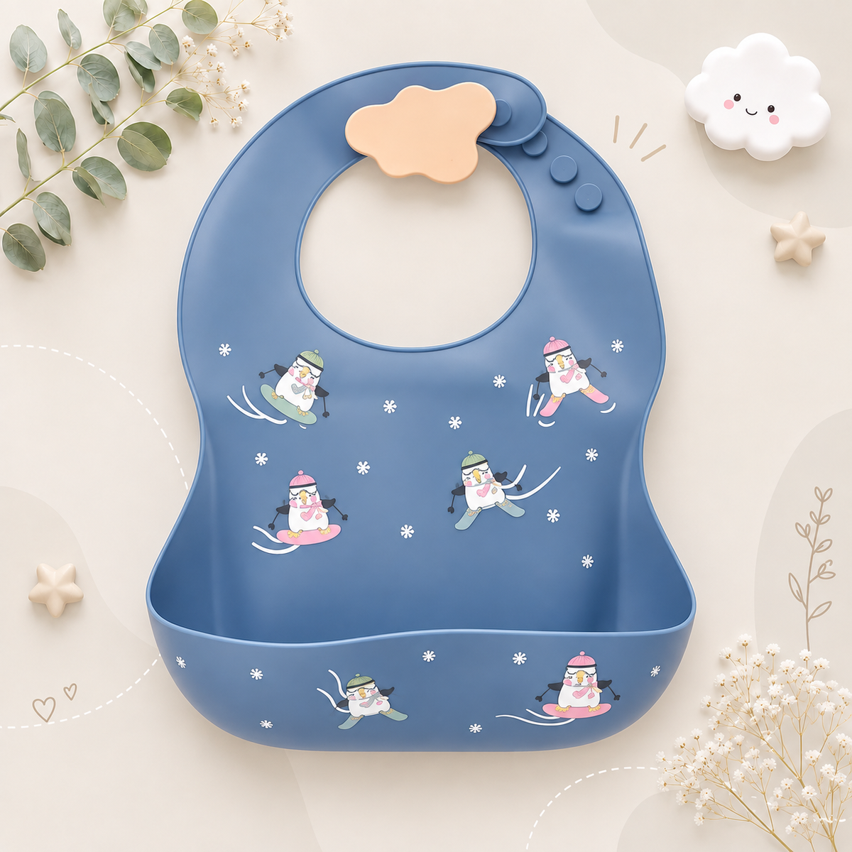 The Bowie - Waterproof Baby Silicone Feeding Bib Adjustable Soft Food Catcher for Babies & Toddlers
