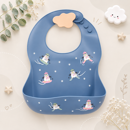 The Bowie - Waterproof Baby Silicone Feeding Bib Adjustable Soft Food Catcher for Babies & Toddlers
