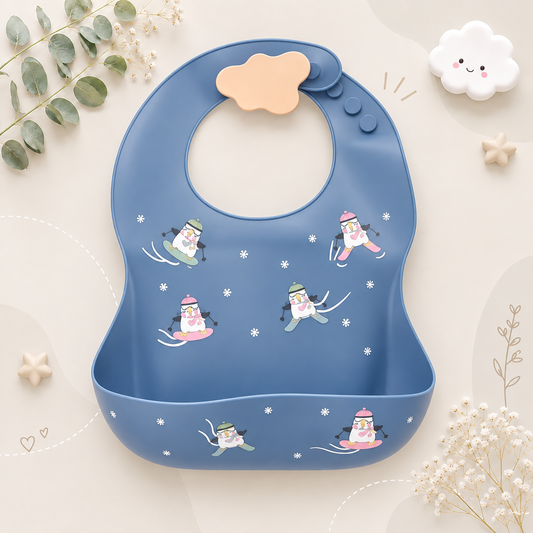 The Bowie - Waterproof Baby Silicone Feeding Bib Adjustable Soft Food Catcher for Babies & Toddlers