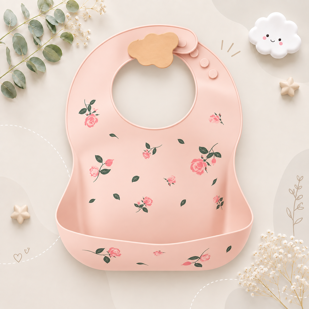 The Bowie - Waterproof Baby Silicone Feeding Bib Adjustable Soft Food Catcher for Babies & Toddlers