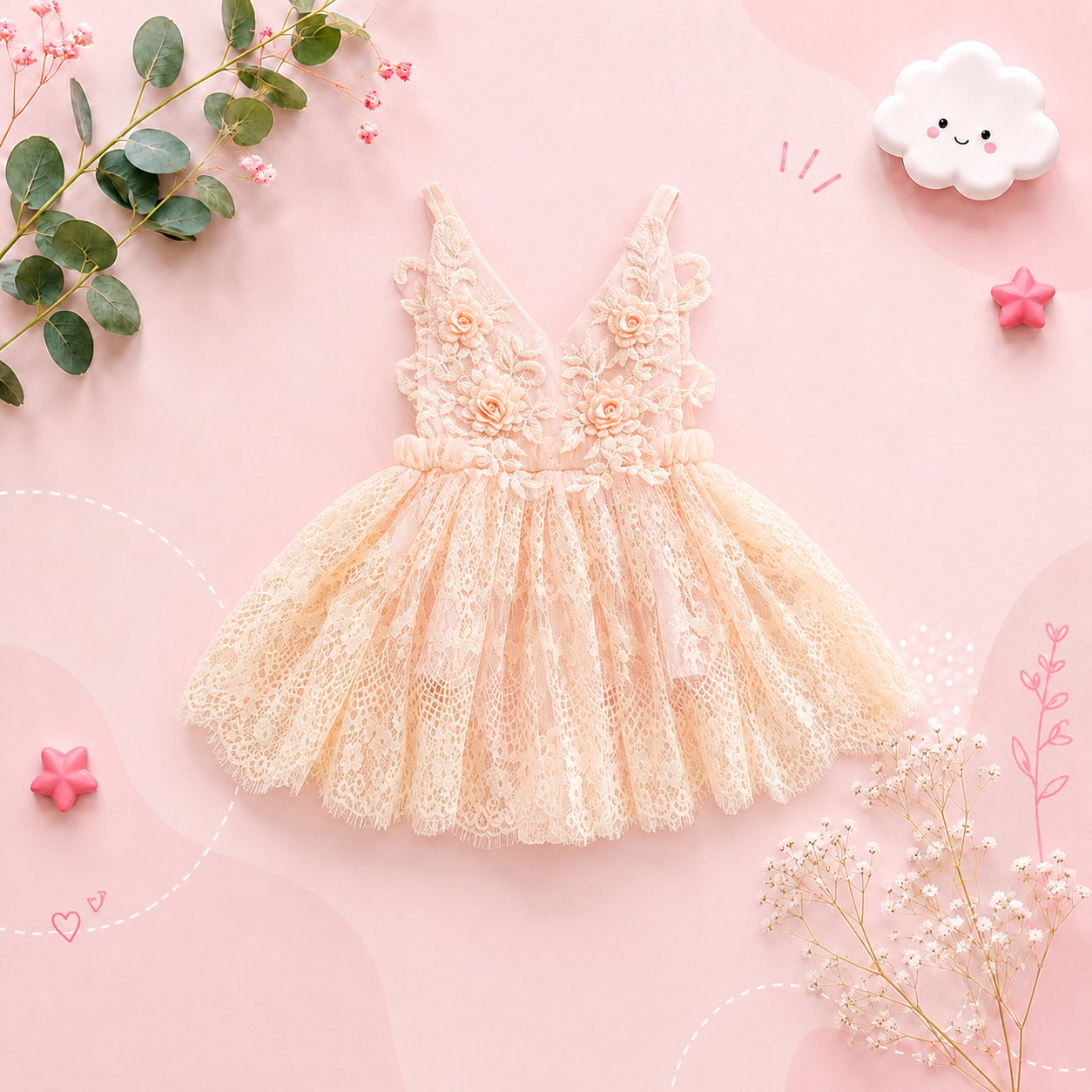 The Evie - Baby Girl Princess Floral Lace Dress