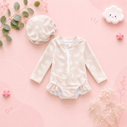 The Lucille - Baby Girl Princess Flower Print Zipper Beachwear