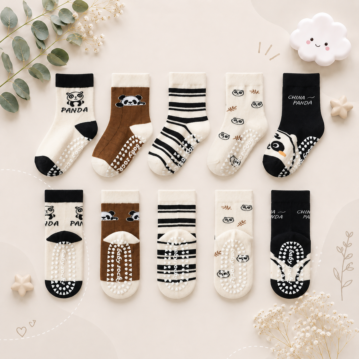 The Ace - Baby Unisex 5pairs Non-slip Floor Socks