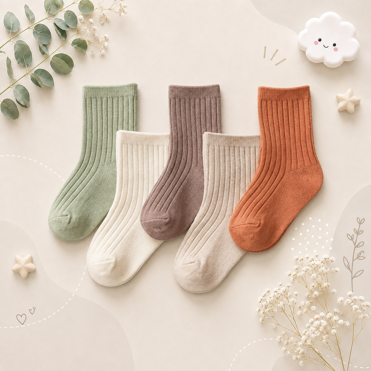 The Silas - Baby Unisex 5pairs Cotton Socks