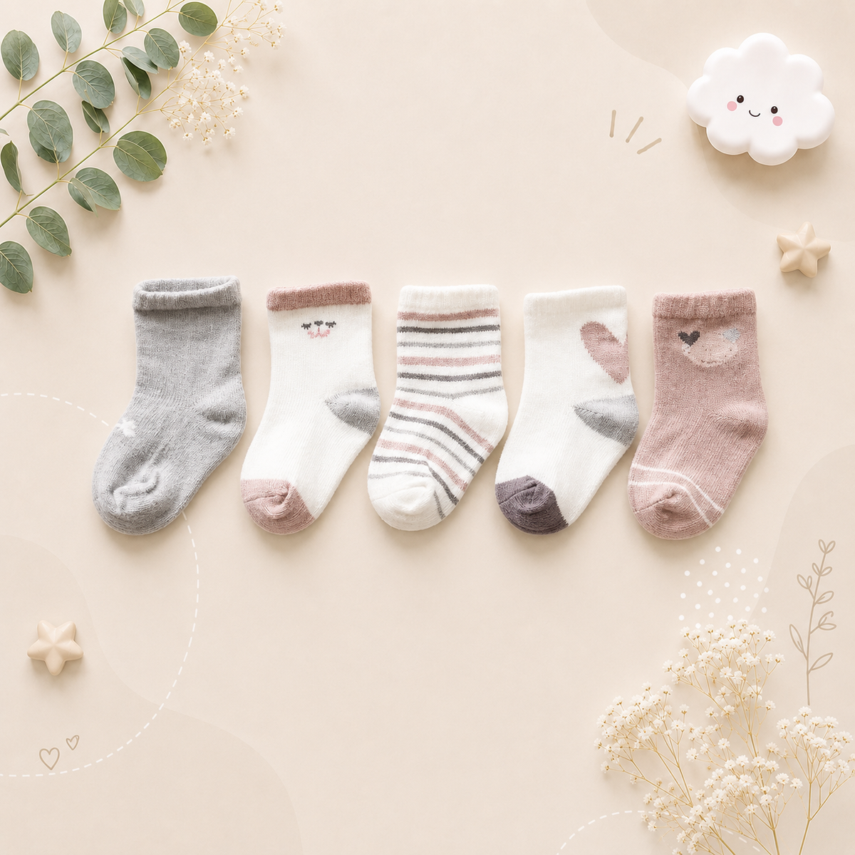 The Julian - Baby Unisex 5 pairs Cotton Socks