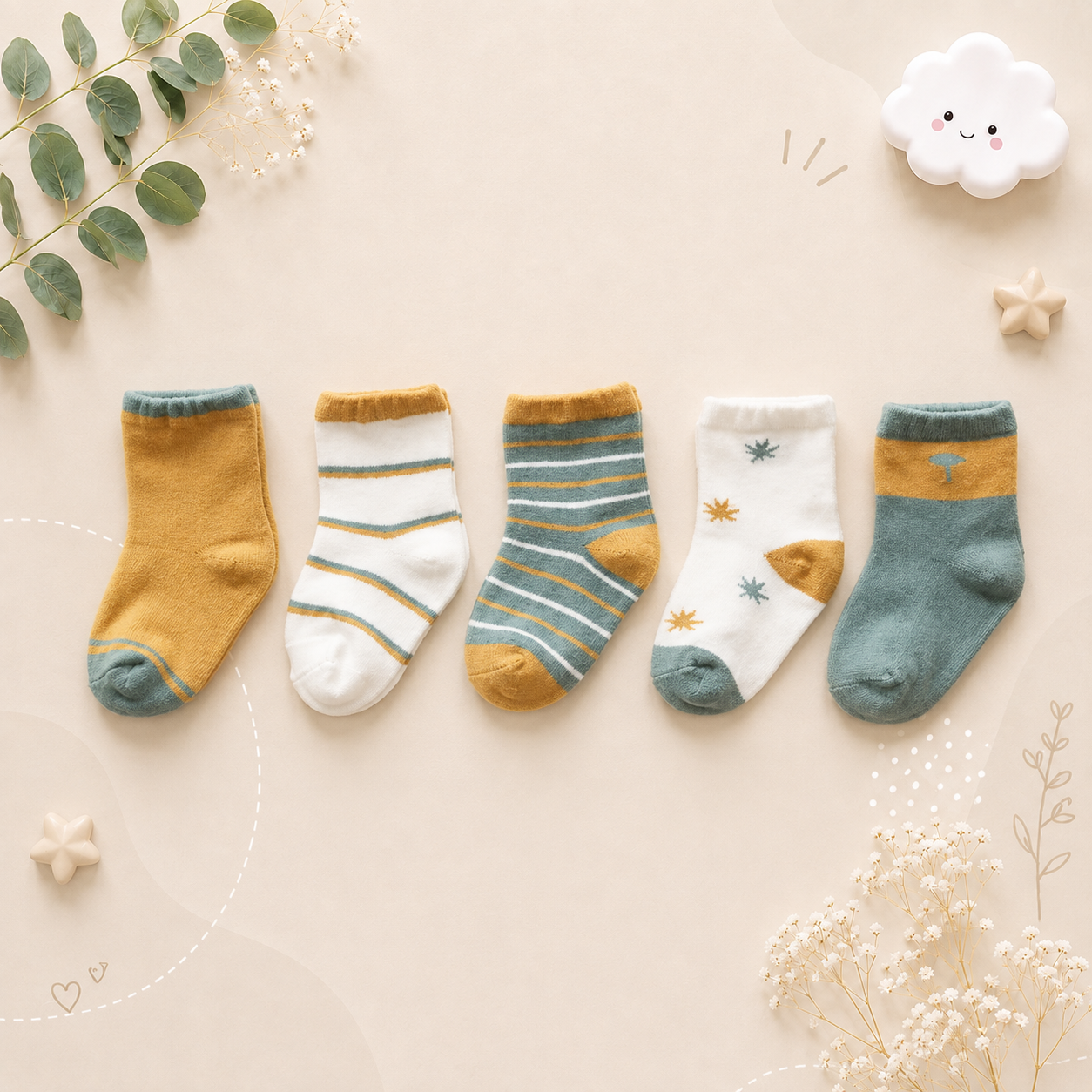 The Julian - Baby Unisex 5 pairs Cotton Socks