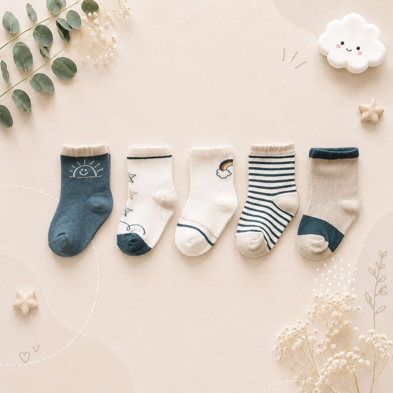 The Julian - Baby Unisex 5 pairs Cotton Socks