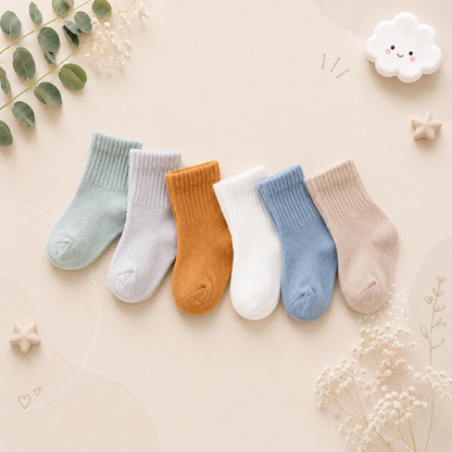 The Luke - Baby Unisex 6pairs Solid Colour Socks
