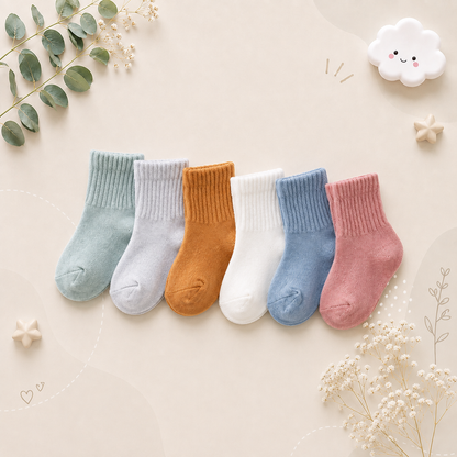 The Luke - Baby Unisex 6pairs Solid Colour Socks