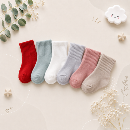 The Luke - Baby Unisex 6pairs Solid Colour Socks