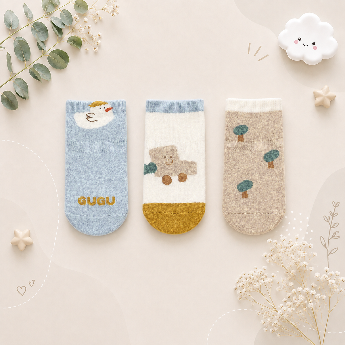 The Jace - Baby Unisex 3pairs Cute Cotton Socks