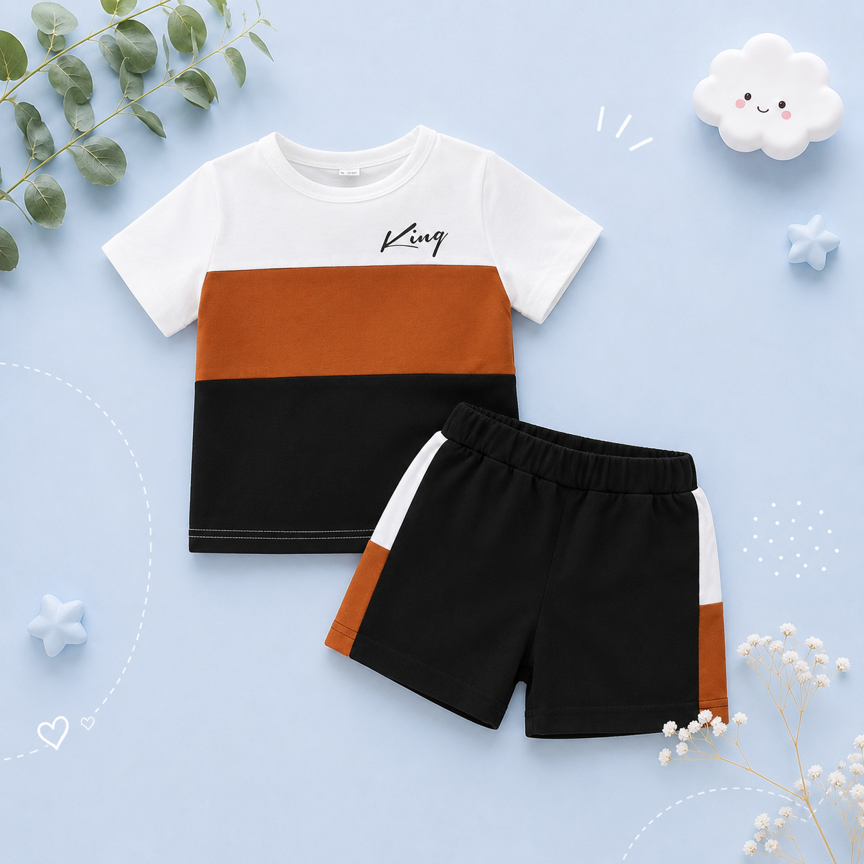 The Carson - Baby Boy KING Stripe Short Sleeve T-Shirt and Shorts
