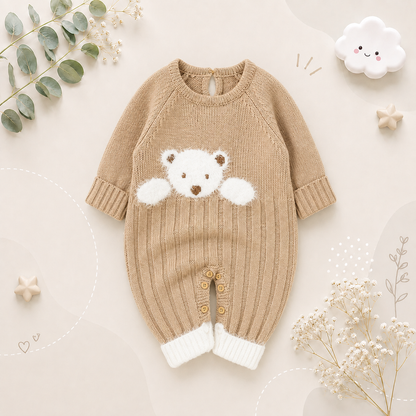 The Myles - Baby Unisex Bear Design Knitted Romper