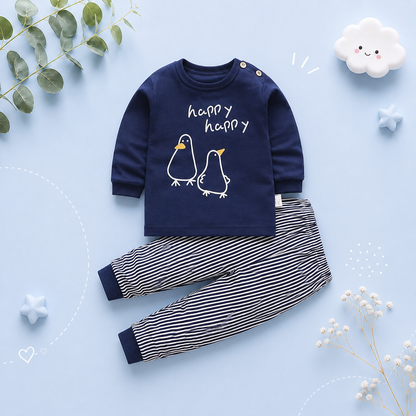 The Ryder - Baby Boy Dino/ Penguin Print Long Sleeve Top & Pants