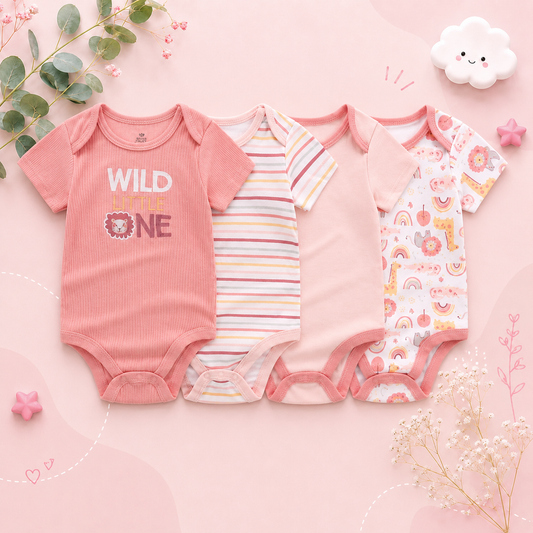 The Miguel - Baby Unisex 4pcs Short Sleeve Rompers