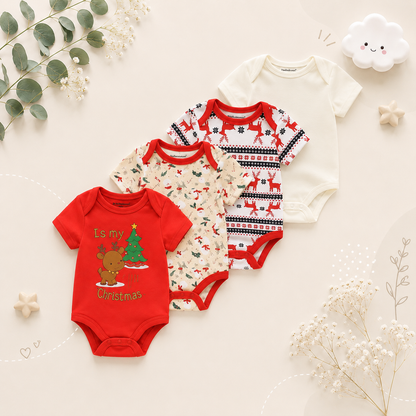 The Caleb - Baby Unisex 4pcs Cartoon Print Bodysuits