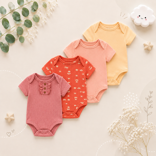 The Caleb - Baby Unisex 4pcs Cartoon Print Bodysuits
