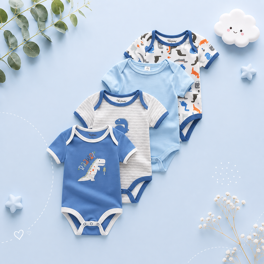 The Caleb - Baby Unisex 4pcs Cartoon Print Bodysuits