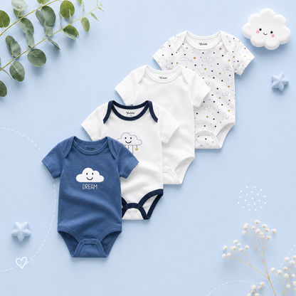 The Caleb - Baby Unisex 4pcs Cartoon Print Bodysuits