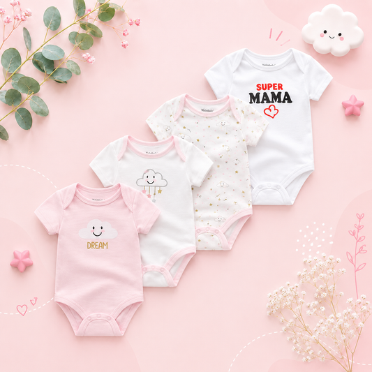 The Caleb - Baby Unisex 4pcs Cartoon Print Bodysuits