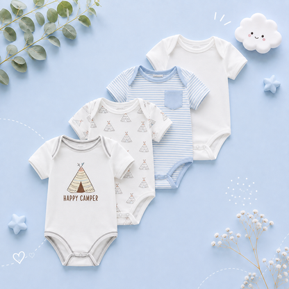 The Caleb - Baby Unisex 4pcs Cartoon Print Bodysuits