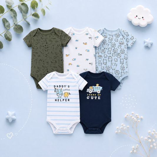 The Max - Baby Unisex 5pcs Cartoon Print Rompers