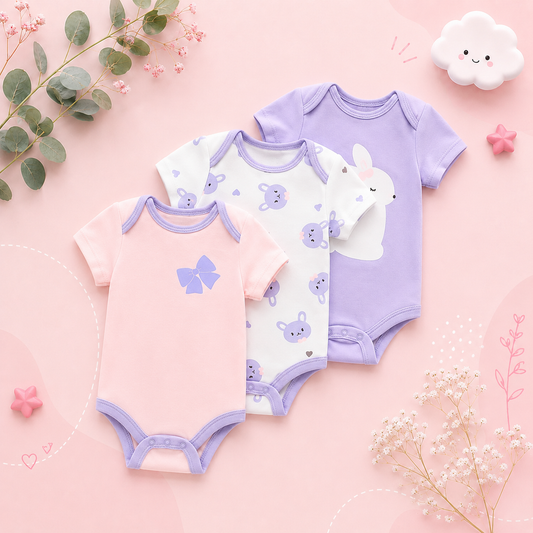 The Bella - Baby Unisex 3pcs Cartoon Print Rompers