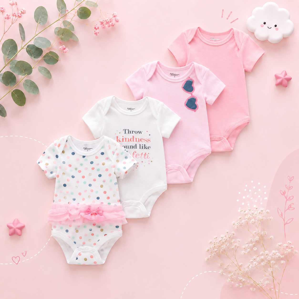 The Caleb - Baby Unisex 4pcs Cartoon Print Bodysuits