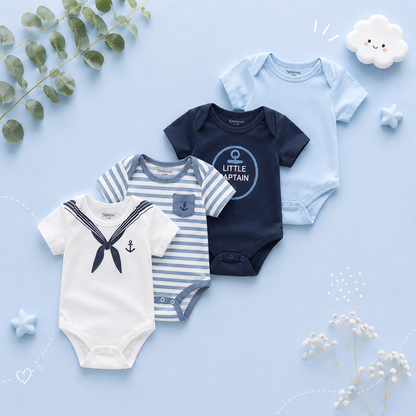 The Caleb - Baby Unisex 4pcs Cartoon Print Bodysuits