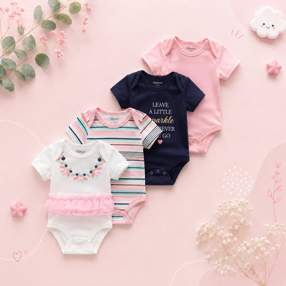 The Caleb - Baby Unisex 4pcs Cartoon Print Bodysuits