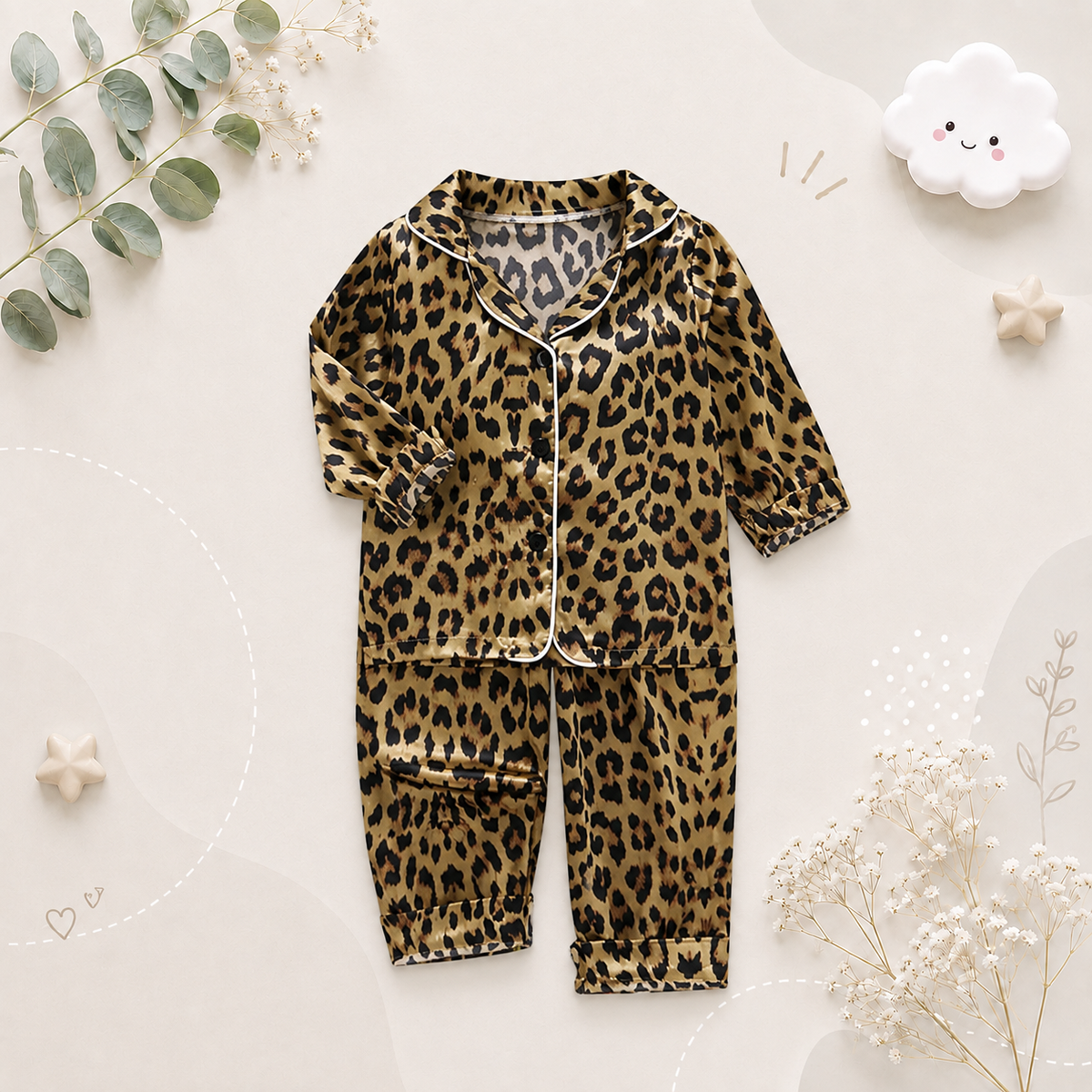 The Aziel - Baby Leopard Print Pajamas Set