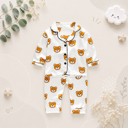 The Aziel - Baby White Bear Print Pajamas Set