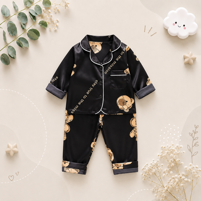 The Jodie - Baby Unisex Cute Print Pajamas Set - Brown Bear Print