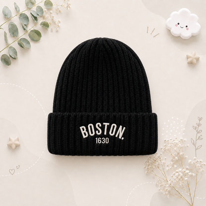 The Luis - Baby Unisex Knitted Hat Solid Color Embroidered Beanie Cap